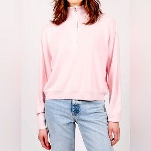 NWT Brunette The Label 1/4 Zip Knit Pink Crew Sweater